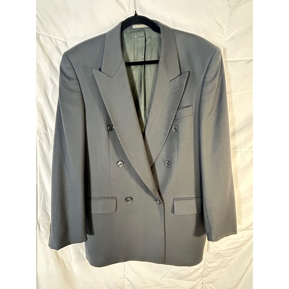 A Luigi Luzzatti‎ Collezione Mens Gray Double Breasted Wool Blazer Jacket